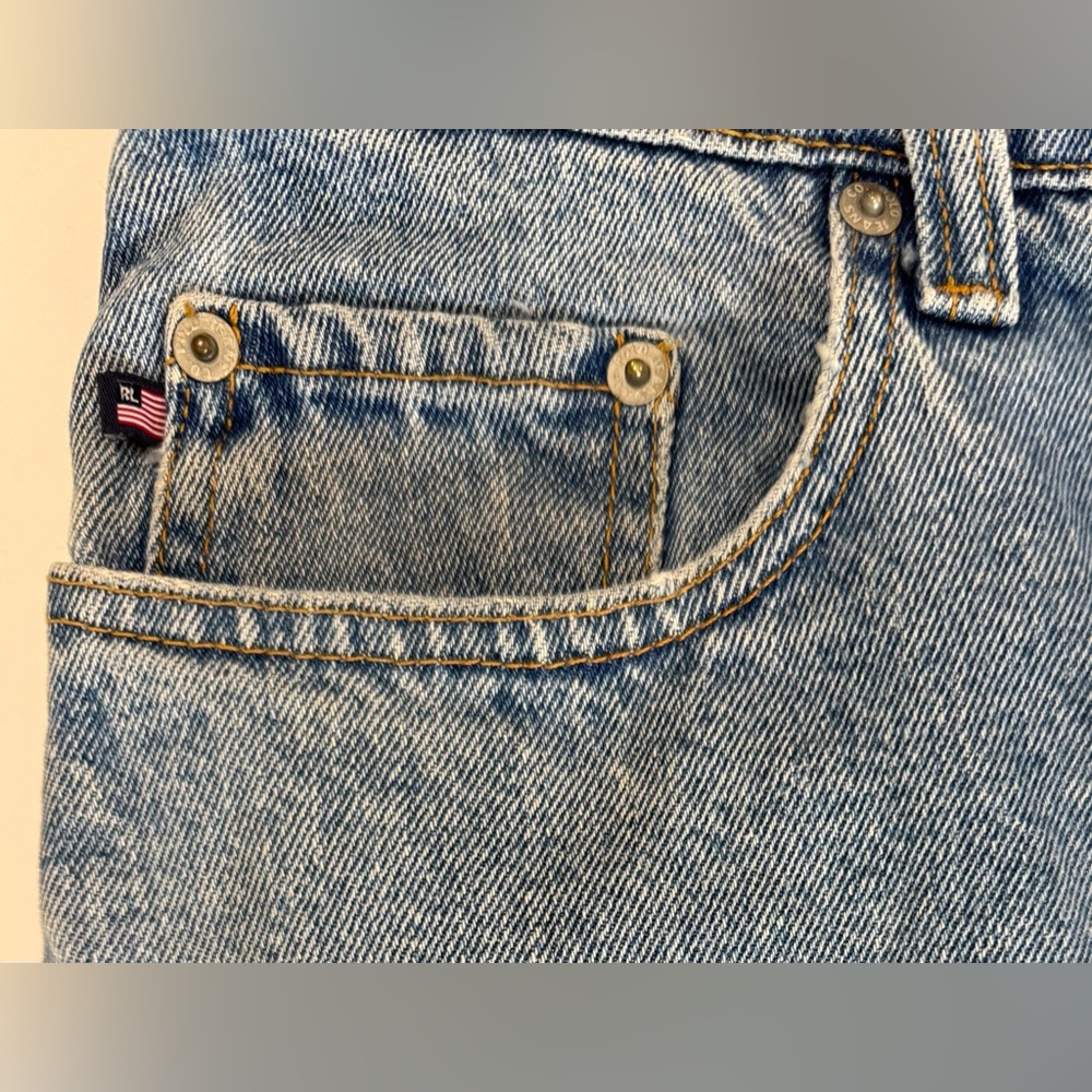 Polo Ralph Lauren Jeans 38x30 Straight Leg Light Wash Distressed Mens - Picture 4 of 9
